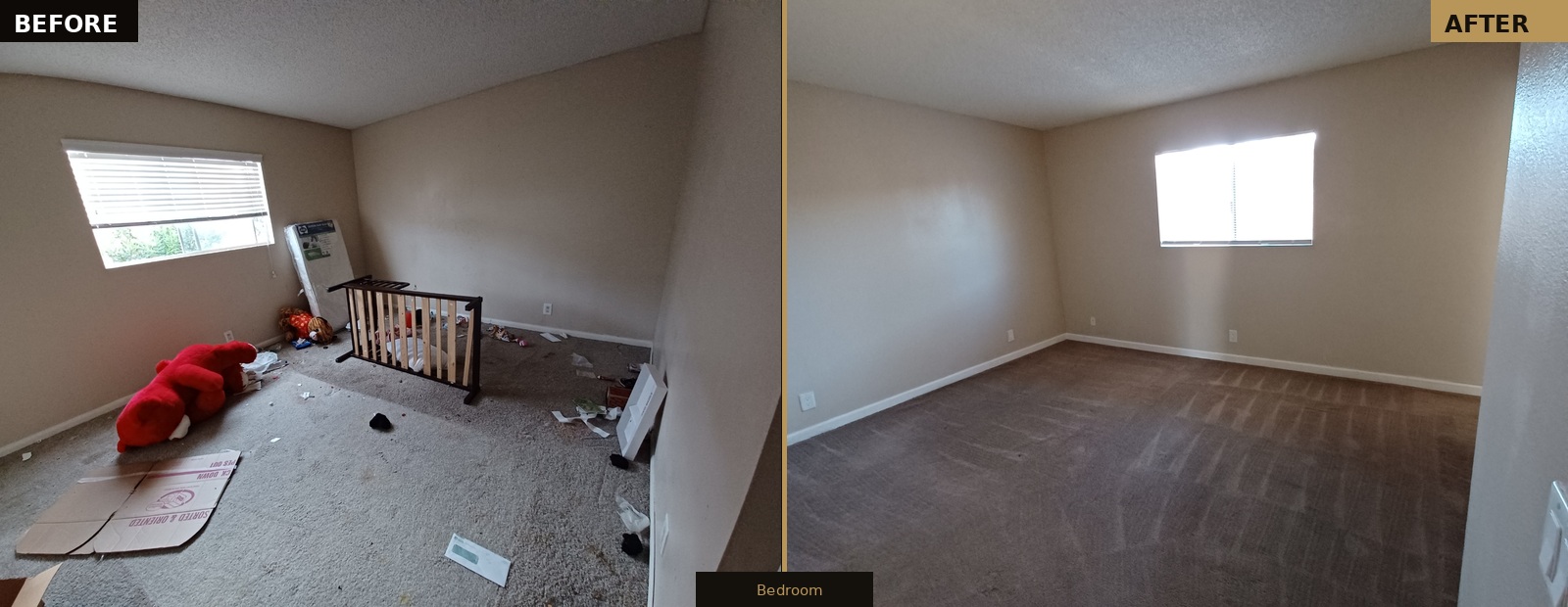 Panorama Apartments — Bedroom before and after, Palm Desert CA