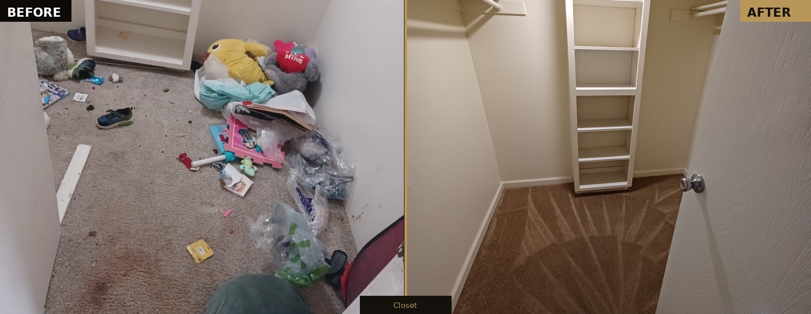 Panorama Apartments — Closet before and after, Palm Desert CA